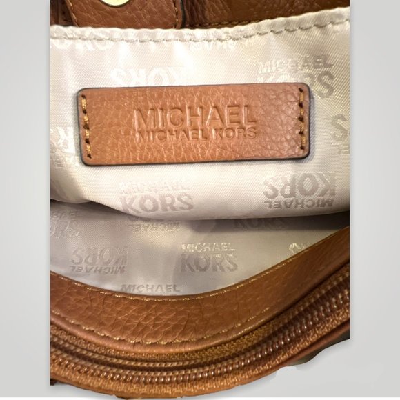 Michael Kors Hobo Shoulder Bag Brown Pebbled Leather Fulton Chain Medium - Picture 6 of 7